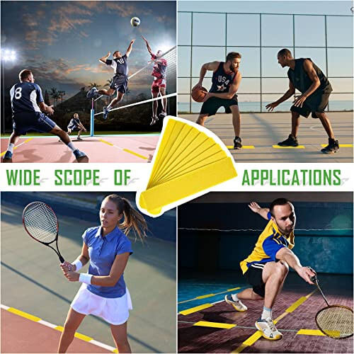 Court Line Marker Kit Yellow Court Line Boundary Markers Court Marker Lines Training Markers Equipment Tennis Court Accessories for Kids Basketball Volleyball Badminton Outdoor Training - 5