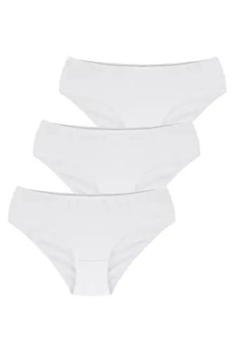 Beyaz Kapamalı Slip Paket 3'lü Külot - Beyaz - 1
