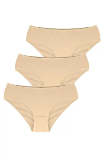 Cover 3lü Pamuklu Ten Rengi Slip Külot - Ten 