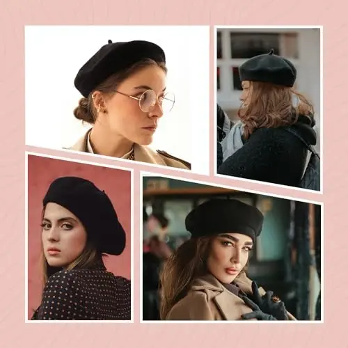 CoverYourHair Wool Berets for Adults - French Beret - Artist Hat - Pack - 6