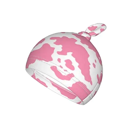 Cow Print Newborn Swaddle Blanket with Hat Set Baby Stuff Receiving Blankets Soft Transition Sleep Sacks Gifts for Infant Boys Girls - 3