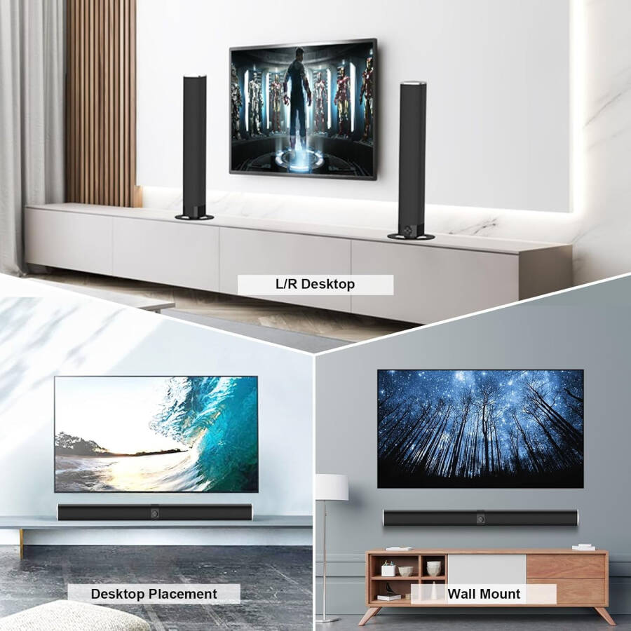 COWIN TV Hoparlörü için Ses Çubuğu Bluetooth & Kablolu 2'si 1 Arada Sökülebilir Duvara Monte Edilebilir Ev Ses Sistemi (BT5.0/Optik/AUX/Uzaktan Kumanda) 32 inç - 8