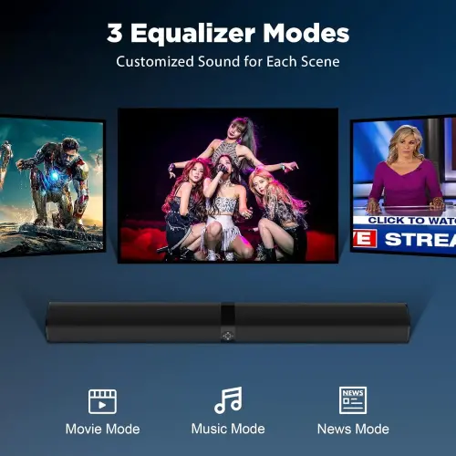 COWIN Sound Bar for TV, 2-in-1 Detachable Soundbar with Auto Volume Boost, TV Speakers with 3 EQ Modes, Bluetooth 5.3/ARC/Opt/AUX Connection for PC/Gaming/Projectors - 5