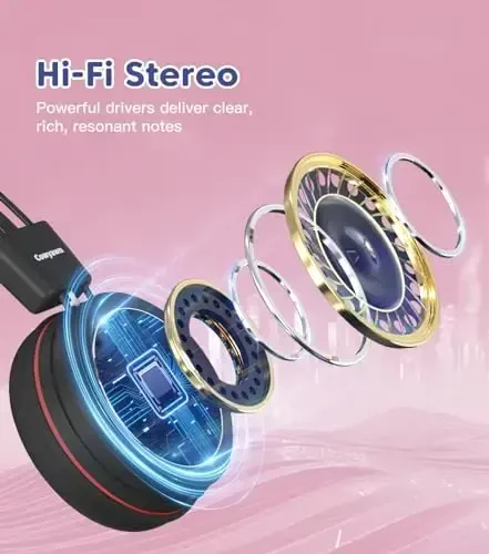 Cowyawn Kids Headphones, Toddler Headphone with Safe Volume Limiter 94dB, Wired School Headphones for Kid, 3.5mm Adjustable On-Ear Headphone for Boys/Girls/Children/Teens/iPad/Computer, Red Black - 3