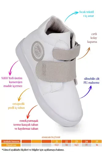 Coyote Velcro Baby Girl Daily Boot Shoe-White - KIKO KIDS (1)