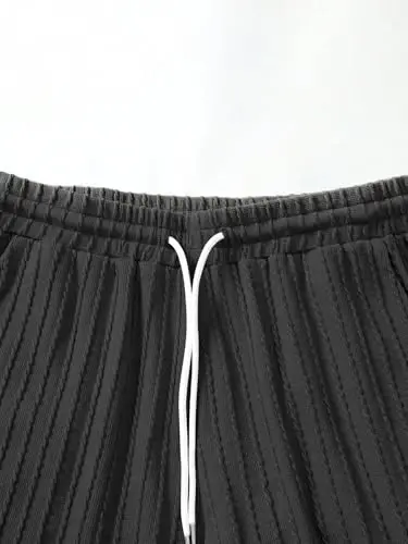 COZYEASE Men's 2 Piece Outfits Short Sleeve Crewneck Summer T Shirt and Drawstring Casual Track Shorts Set - 5