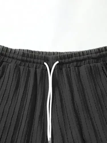 COZYEASE Men's 2 Piece Outfits Short Sleeve Crewneck Summer T Shirt and Drawstring Casual Track Shorts Set - 5