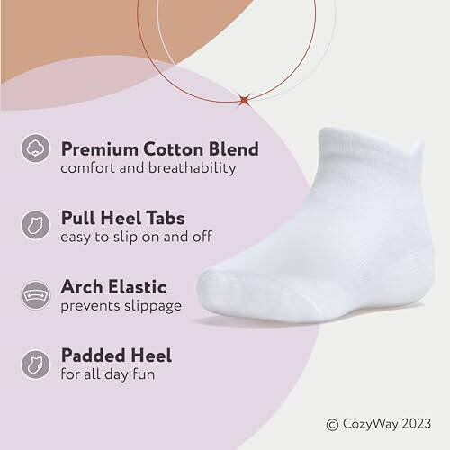 CozyWay Ankle Style Socks for Little Girls & Boys, Infants, Toddlers, Children - 12 Pairs - 26