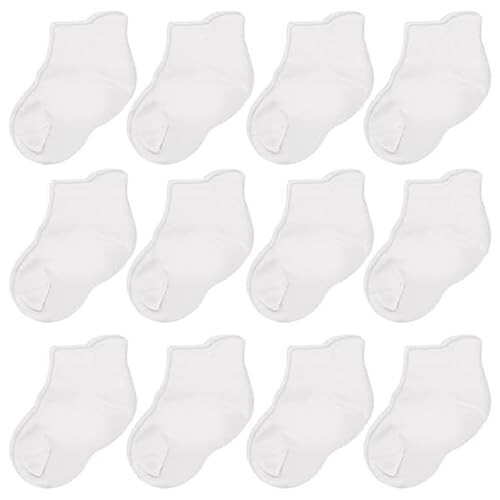 CozyWay Ankle Style Socks for Little Girls & Boys, Infants, Toddlers, Children - 12 Pairs - 1