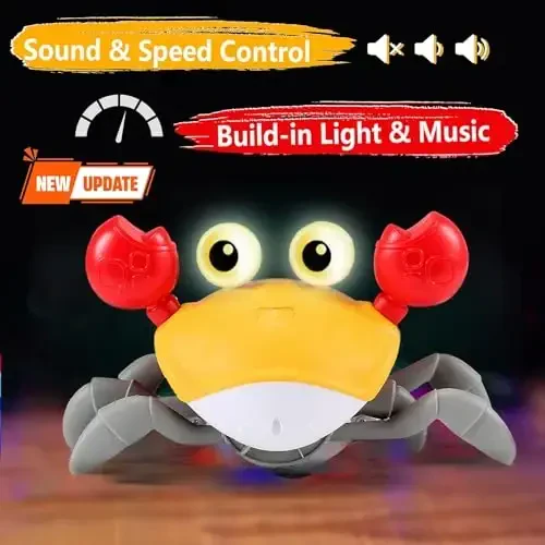Crawling Crab Baby Toy Gifts: Tummy Time Toys Walking Dancing Cute Essentials Electric Induction Sensory Stuff Moving Babies Crabs with Light Up Music for Toddler Boys Girls Items Interaction Gadgets - 3
