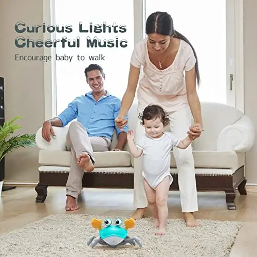 Crawling Crab Toys Infant - Tummy Time Toy Gifts for yesrs Boy Girl with Learning Crawl System Music for 18+ Months Walking Birthday Gift(Green) - 3