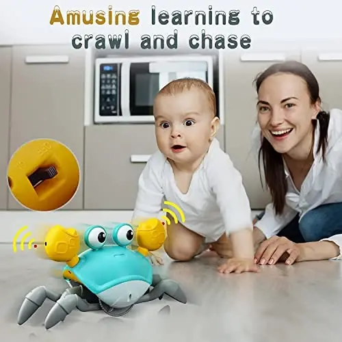 Crawling Crab Toys Infant - Tummy Time Toy Gifts for yesrs Boy Girl with Learning Crawl System Music for 18+ Months Walking Birthday Gift(Green) - 6