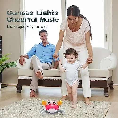 Crawling Crab ToysTummy Time Toy Gifts for Years Boy Girl with Learning Crawl System Music for 18+ Months Walking Birthday Gift(Red) - 3