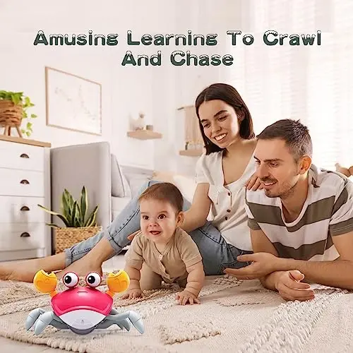 Crawling Crab ToysTummy Time Toy Gifts for Years Boy Girl with Learning Crawl System Music for 18+ Months Walking Birthday Gift(Red) - 4