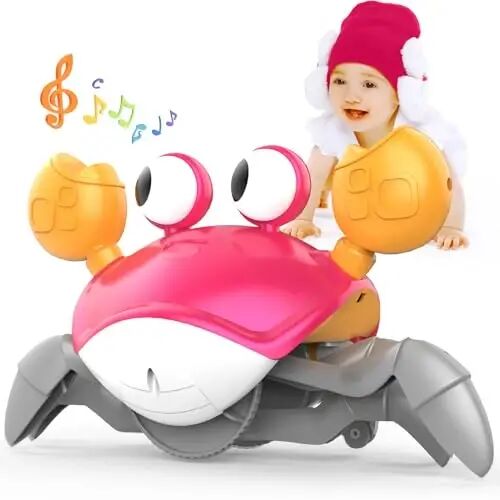 Crawling Crab ToysTummy Time Toy Gifts for Years Boy Girl with Learning Crawl System Music for 18+ Months Walking Birthday Gift(Red) - Crawling