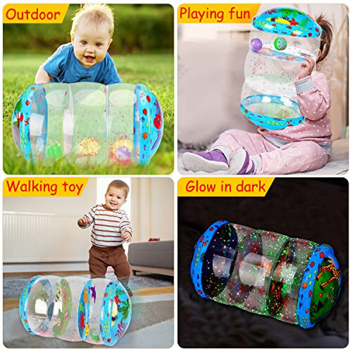 Crawling & Walking Baby Toys 0-6 6 to 12 Months Glowing Jumbo Inflatable Rolling Infant Toys 8 9 12-18 Month Old Sensory Toys for toddler 1-3 Development Light Up 1 2 Year Old Boy Girl Birthday Gifts - 5