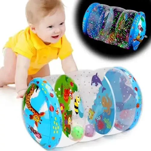 Crawling & Walking Baby Toys 0-6 6 to 12 Months Glowing Jumbo Inflatable Rolling Infant Toys 8 9 12-18 Month Old Sensory Toys for toddler 1-3 Development Light Up 1 2 Year Old Boy Girl Birthday Gifts - 1