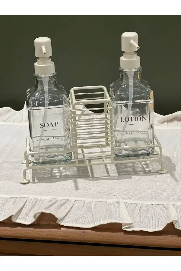 Cream 2-Piece Stand-Up Cream Soap Dish Glass - 1
