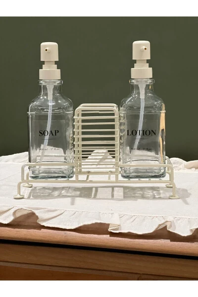 Cream 2-Piece Stand-Up Cream Soap Dish Glass - GENEL MARKALAR (1)