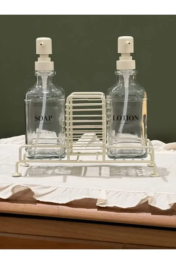 Cream 2-Piece Stand-Up Cream Soap Dish Glass - 2