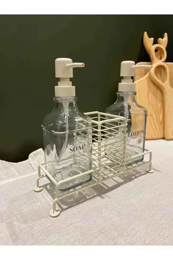 Cream 2-Piece Stand-Up Cream Soap Dish Glass - 6