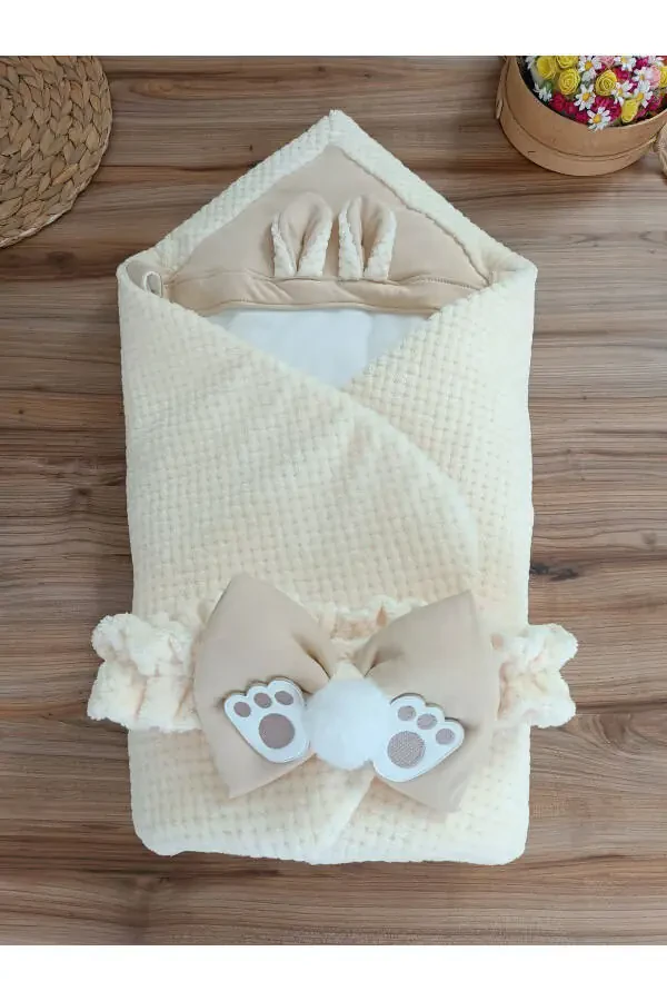 Cream Baby Blanket Swaddle Extra Soft Baby Wrap Hospital Discharge Gift Winter Blanket - 6