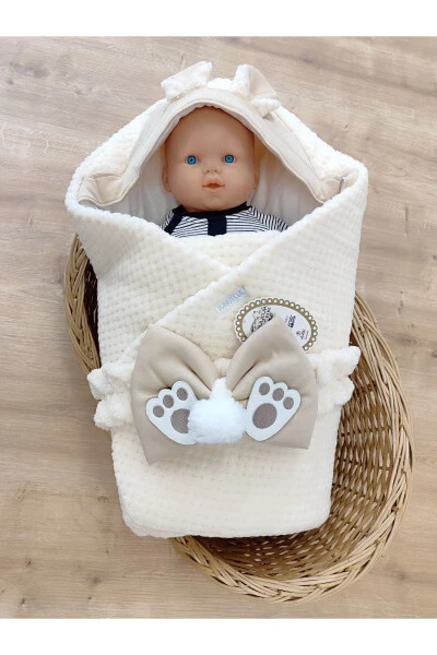 Cream Baby Blanket Swaddle Extra Soft Baby Wrap Hospital Discharge Gift Winter Blanket - 7