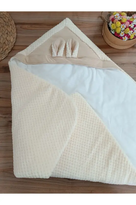 Cream Baby Blanket Swaddle Extra Soft Baby Wrap Hospital Discharge Gift Winter Blanket - 1