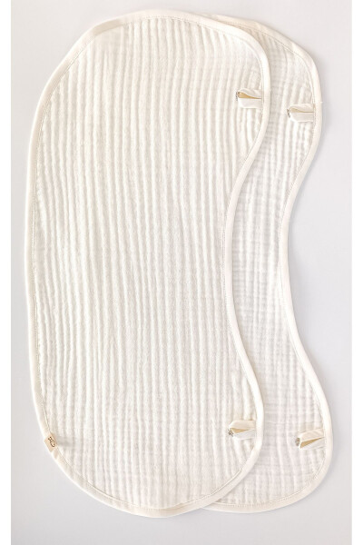 Cream Baby Set 100% Organic Cotton Multi Muslin Bathrobe / 8-Layer Bib - Shoulder Cover / Nickel Free - 5