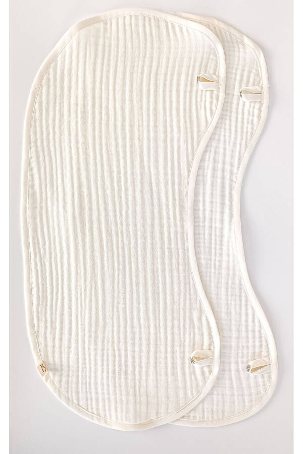 Cream Baby Set 100% Organic Cotton Multi Muslin Bathrobe / 8-Layer Bib - Shoulder Cover / Nickel Free - 5