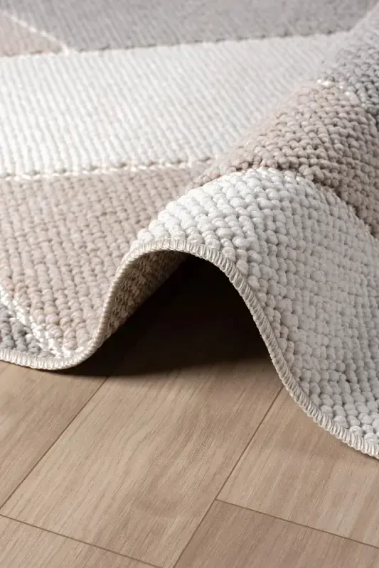 Cream Beige Grey Soft Touch Carpet Rug Kitchen Living Room Hall Runner Woven Machine Carpet 008-Cream 5 - 2