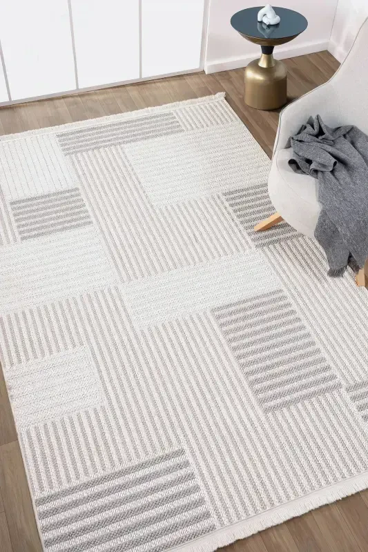 Cream Beige Grey Soft Touch Carpet Rug Living Room Kitchen Hallway Runner Woven Machine Carpet 009-Cream 3 - ELIZ HOME