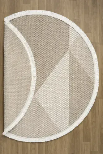 Cream Beige Mink Soft Round Carpet Living Room Kitchen Hallway Runner Woven Machine Carpet 002 DAİRE-Bej 10 - 2