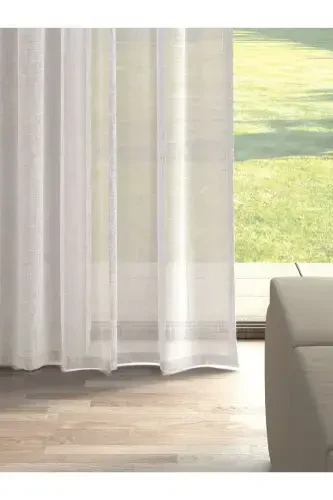 Cream Color Linen Look Plain Tulle Curtain Does Not Need Ironing-CREAM - Modazone (1)