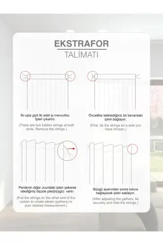 Cream Color Linen Look Plain Tulle Curtain Does Not Need Ironing-CREAM - 4