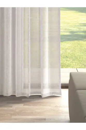 Cream Color Linen Look Plain Tulle Curtain Does Not Need Ironing-CREAM - PERLE (1)