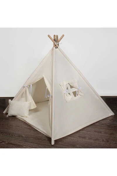 Cream Color Non-Tipping Non-Collapsing Kids Play Tent - CONCONBEBE (1)