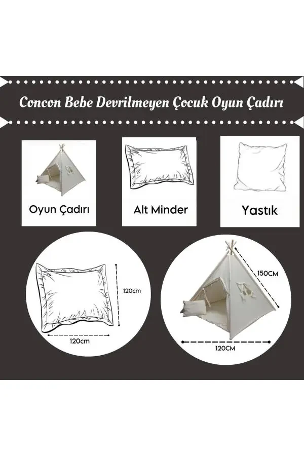 Cream Color Non-Tipping Non-Collapsing Kids Play Tent - 8