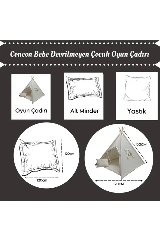 Cream Color Non-Tipping Non-Collapsing Kids Play Tent - 2