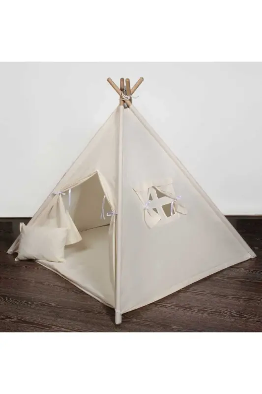 Cream Color Non-Tipping Non-Collapsing Kids Play Tent - 4