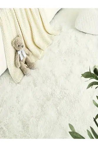 Cream Color Post Weave Rug Plush Rabbit Fur Feeling Antibacterial-Cream - 4