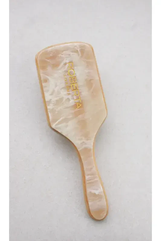 Cream Colored Wavy Patterned Bamboo Toothed Acetate Comb - 5
