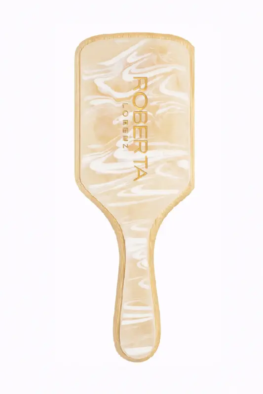 Cream Colored Wavy Patterned Bamboo Toothed Acetate Comb - ROBERTA LORENZ
