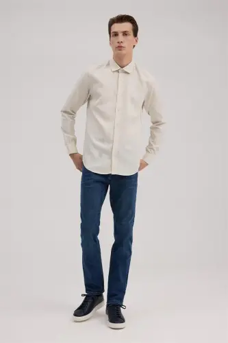 Cream Comfort Fit Tencel Shirt - 1