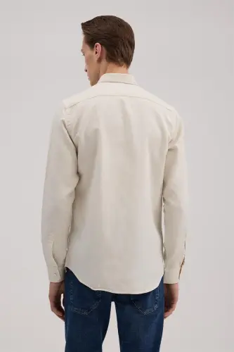 Cream Comfort Fit Tencel Shirt - 4