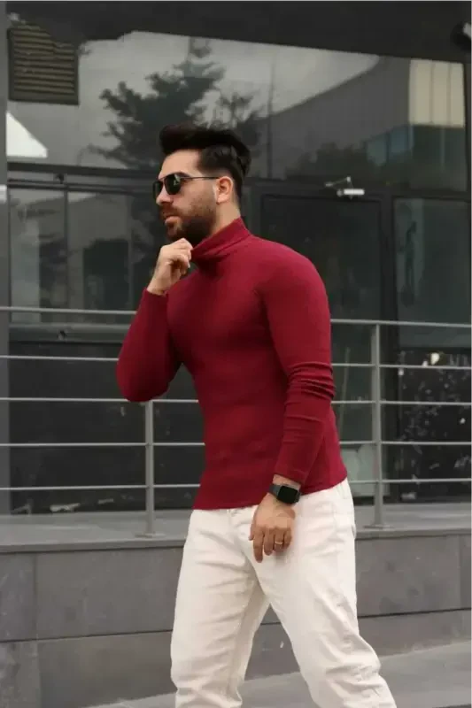 Cream Cotton Fisherman Neck Turtleneck Sweater - 1