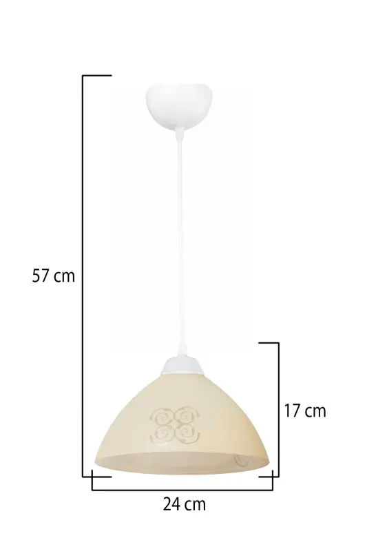 Cream Glass Pendant Chandelier Bedroom Living Room Kitchen Corridor Lamp-Cream - 3