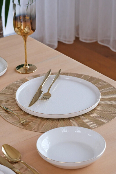 Cream Gold Gilt 27 Piece 6 Person Ceramic Dinner Set - 3