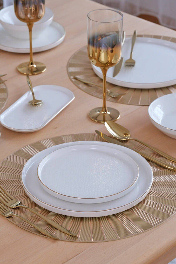 Cream Gold Gilt 27 Piece 6 Person Ceramic Dinner Set - 4