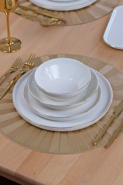 Cream Gold Gilt 27 Piece 6 Person Ceramic Dinner Set - 5